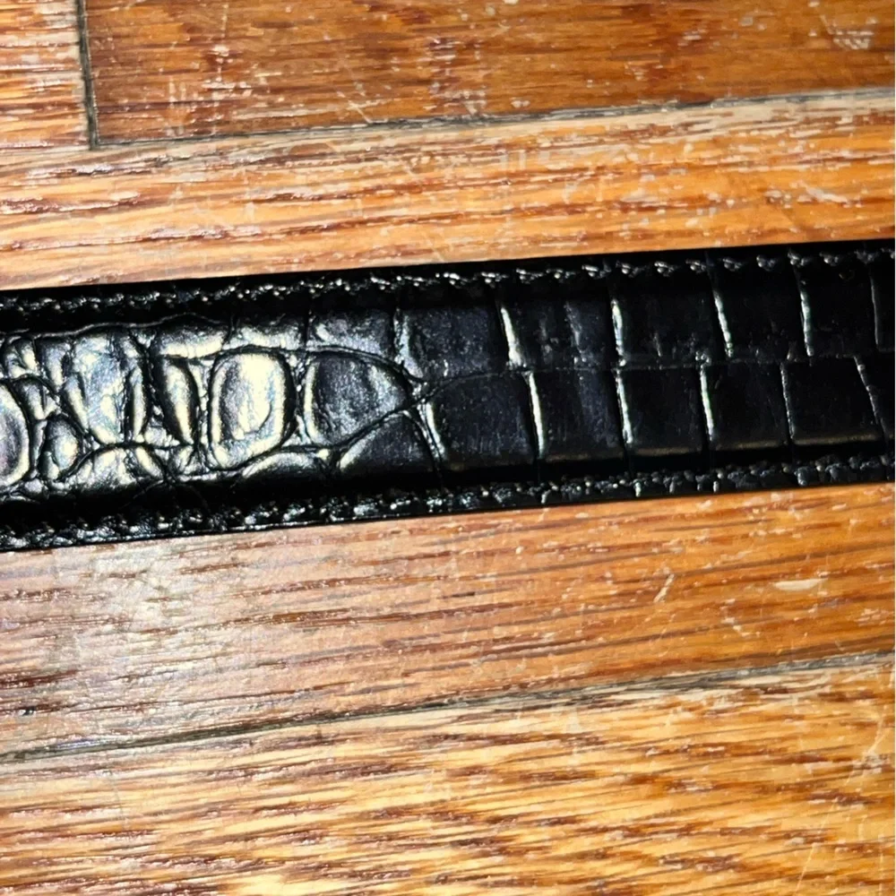 NWOT Talbots genuine leather belt black croc veritable collection boys medium